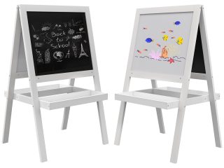 AIYAPLAY 2-in-1 Double-Sided Easel for Kids, with Storage Shelf- Blue