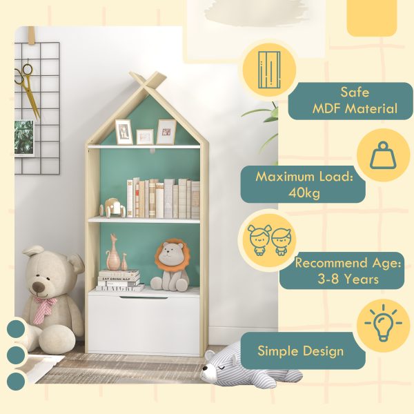 AIYAPLAY Kids Bookshelf with 3 Shelves, Drawer, Anti-tip Device, for Kids Room - Image 4