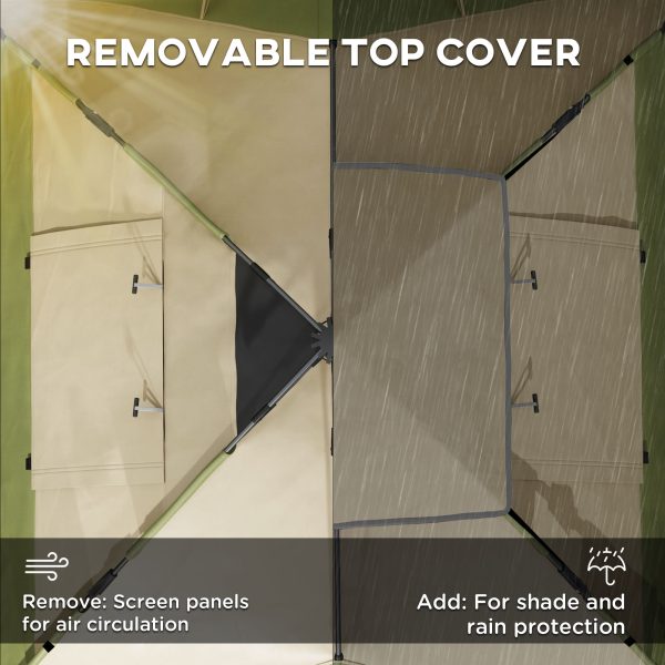 Outsunny 3-4 Man Camping Tent Portable with Bag, Quick Setup, Dark Green - Image 3