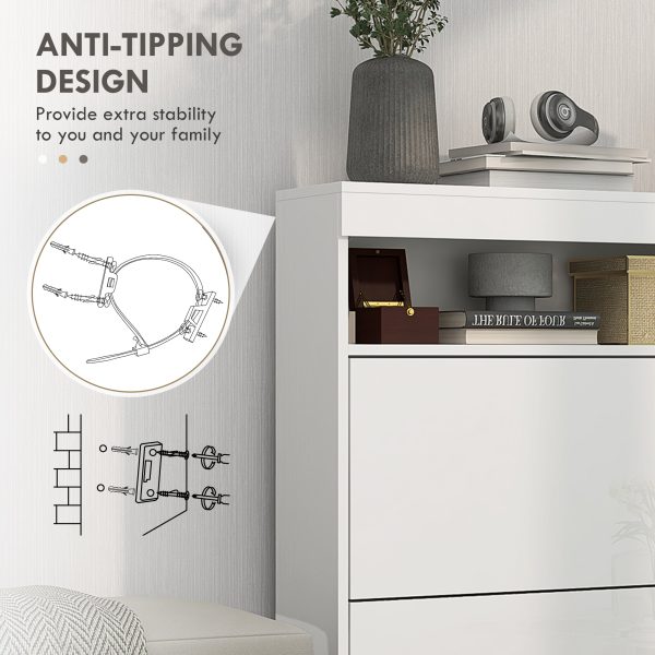 HOMCOM Wall Mounted or Freestanding Shoe Cabinet with 2 Flip Drawers, White - Image 6