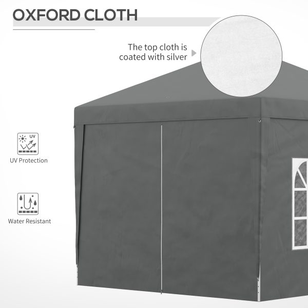 Outsunny 3mx3m Pop Up Gazebo Party Tent Canopy Marquee with Storage Bag Grey - Image 4