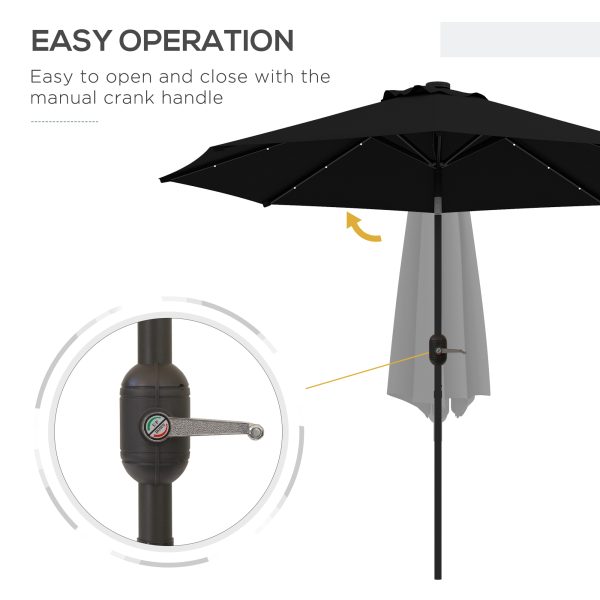 Outsunny 24 LED Solar Powered Parasol Umbrella Garden Tilt Outdoor String Light - Image 7