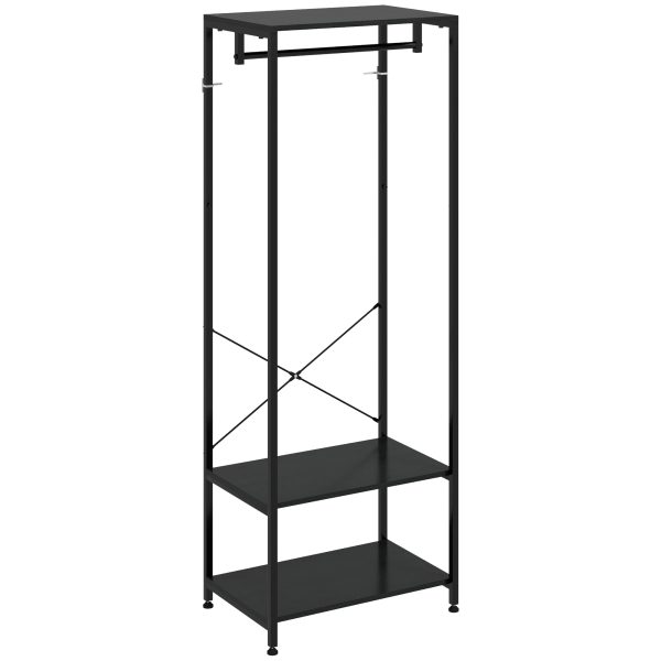 HOMCOM Coat Rack, 2-in-1 Clothes Stand with Shoe Storage for Hallway, Black