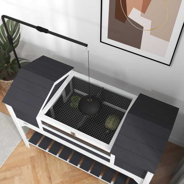 PawHut Tortoise House w/ Adjustable Lamp Holder, Openable Lid, Dual Main Houses - Image 8