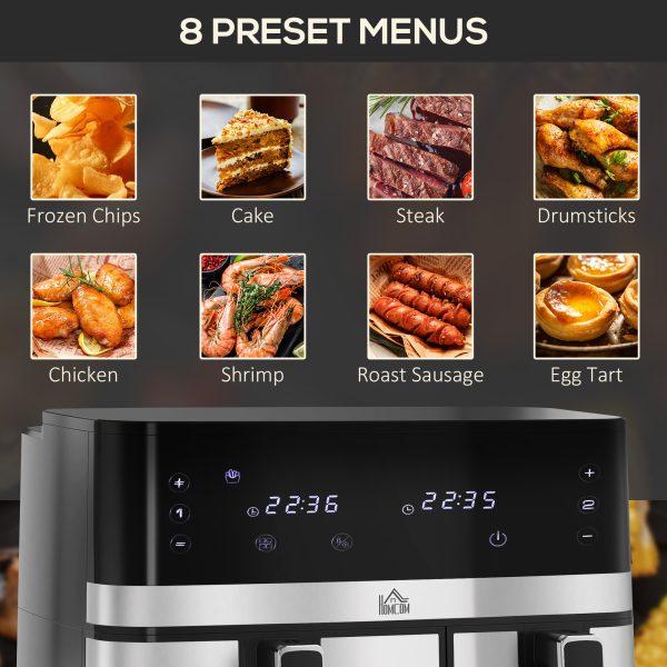 HOMCOM Dual Zone Air Fryer 8.5L Double Air Fryer with SYNCFinish 2700W - Image 2