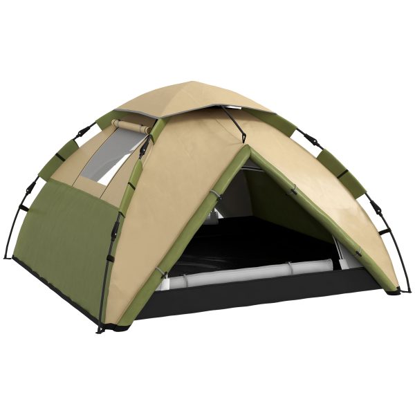 Outsunny 3-4 Man Camping Tent Portable with Bag, Quick Setup, Dark Green