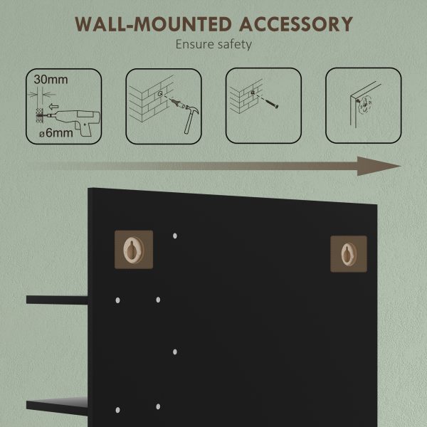 HOMCOM Bathroom Mirror Wall Mount Vanity Mirror with 4 Storage Shelves, Black - Image 6