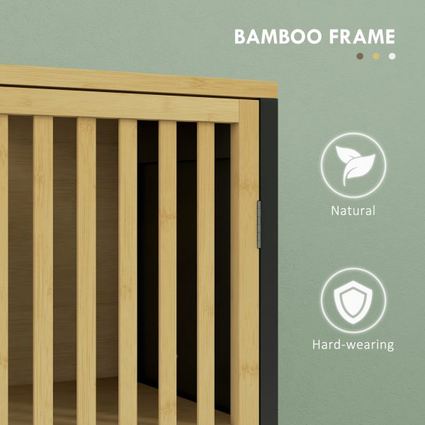 HOMCOM Under Sink Bathroom Cabinet, Bamboo Sink Storage Cabinet Slat Doors - Image 6