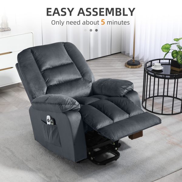 HOMCOM Lift Chair with Vibration Massage, Heat, Quick Assembly, Grey - Image 8