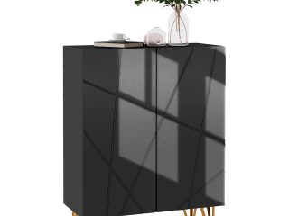 HOMCOM Shoe Storage Cabinet with Soft-Close Hinges and Adjust Shelves