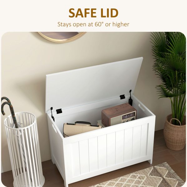 HOMCOM Storage Chest with 2 Safety Hinges, Storage Bench for Living Room - Image 4