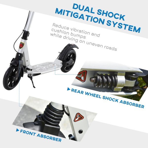 HOMCOM Adult Teens Kick Scooter Fold Adjust 14+ w/ Rear Wheel&Hand Brake - Image 7