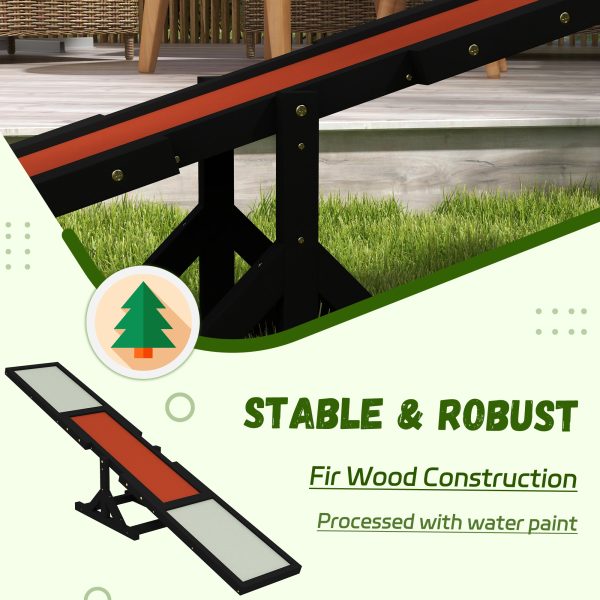 PawHut Wooden Pet Seesaw for Big Dogs with Anti-Slip Surface, Black - Image 3