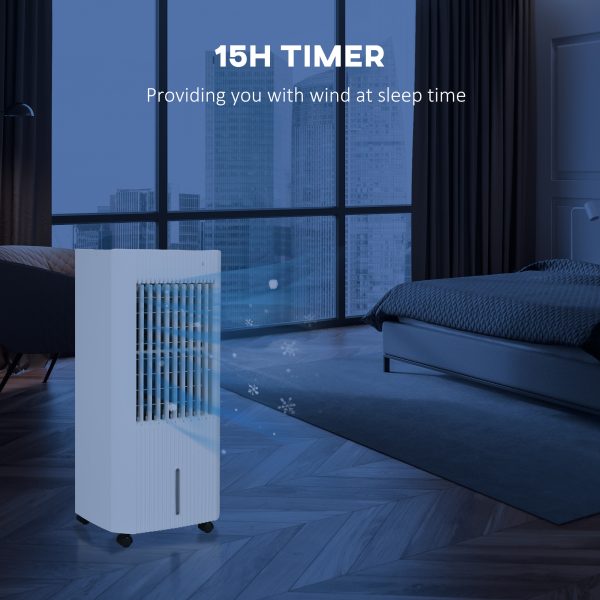 HOMCOM 3-In-1 Air Cooler for Home Office, with Oscillation, Ice Packs, Wheels - Image 2