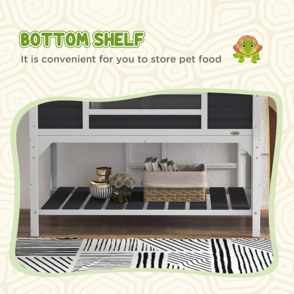 PawHut Tortoise House w/ Adjustable Lamp Holder, Openable Lid, Dual Main Houses - Image 6