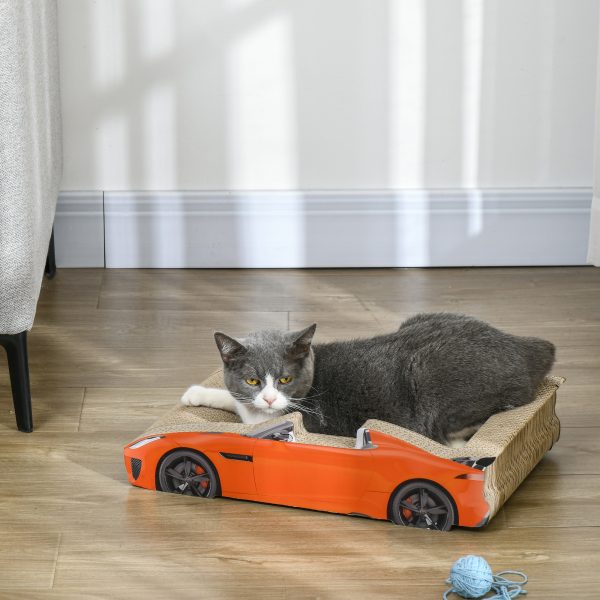 PawHut 2 in 1 Cat Scratching Board with Catnip, Car-shaped Cat Scratch Bed - Image 2