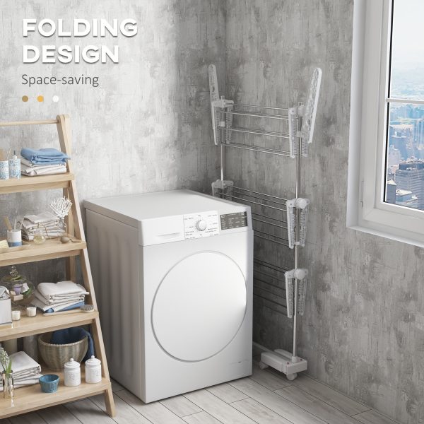 HOMCOM 3 Layer Folding Cloth Hanger Stand Towel Hanging Dryer Rack Holding Airer - Image 6