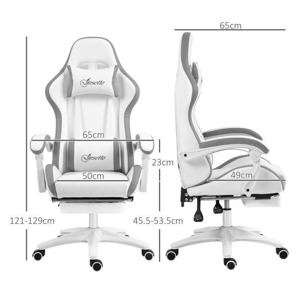 Vinsetto Racing Style Gaming Chair with Reclining Function Footrest, Grey - Image 3