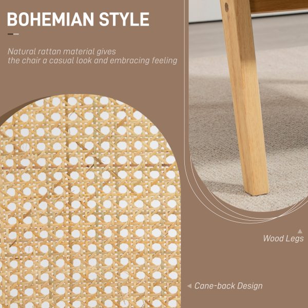 HOMCOM Rattan Armchair with Wood Frame Seat Cushion for Living Room Bedroom - Image 3