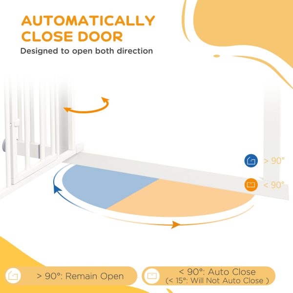 PawHut Extra Tall Dog Gate with Cat Door Auto Close for Stairs 74-101 cm Wide - Image 3