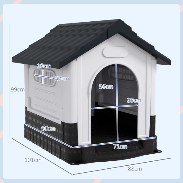 PawHut Dog Kennel for Outside, for M and L Dogs, 101 x 88 x 99cm, Grey - Image 5