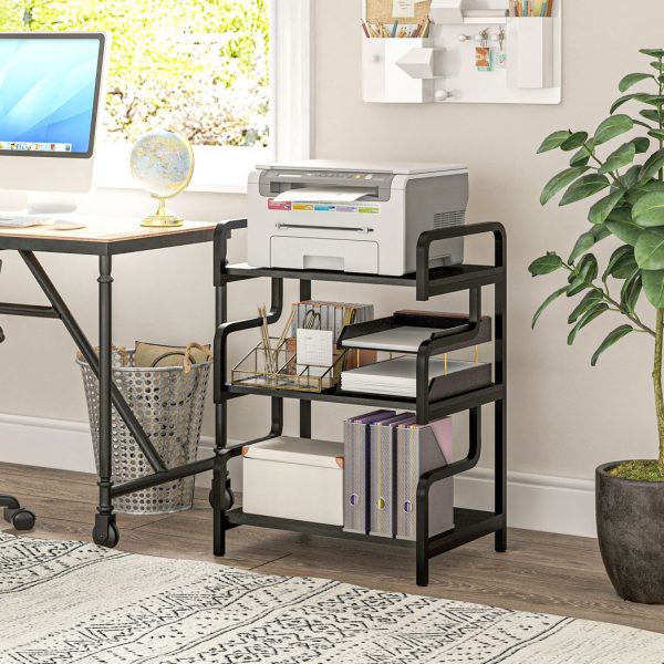 HOMCOM 3-Tier Storage Shelf, Metal Shelves for Storage for Home Office, Black - Image 2