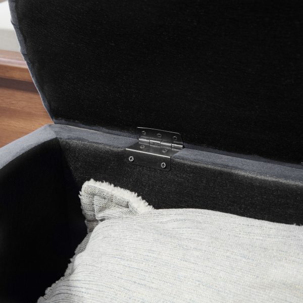 HOMCOM Semi-Circle Storage Ottoman Bench Tufted Upholstered Accent Footrest - Image 6
