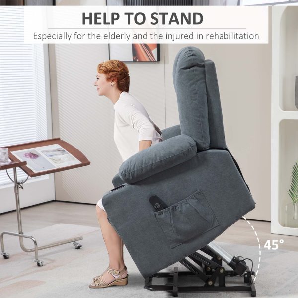 HOMCOM Riser and Recliner Chair w/ Remote, Lift Chair for Elderly, Grey - Image 4
