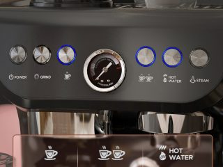 Espresso Coffee Machine w/ Integrated Bean Grinder & Steam Wand 15 Bar Pressure