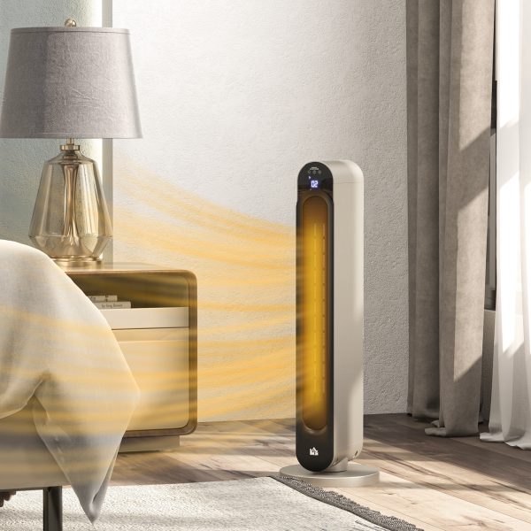 HOMCOM 2200W Ceramic Heater for Home with Remote Control, 12H Timer, Silver - Image 2