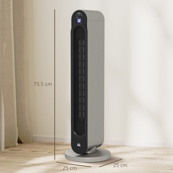 HOMCOM 2200W Ceramic Heater for Home with Remote Control, 12H Timer, Silver - Image 3