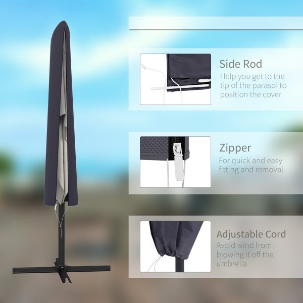 Outsunny Cantilever Umbrella Cover Outdoor Parasol UV Protector w/ Rod, Zipper - Image 3