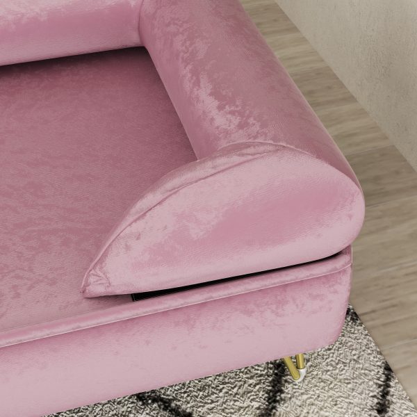 PawHut Dog Sofa Pet Couch w/ Removable Backrest Cushion Washable Cover - Pink - Image 8