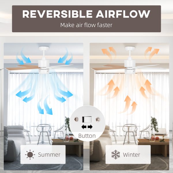 HOMCOM Mounting Reversible Ceiling Fan with Light, Pull-chain, White & Natural - Image 6