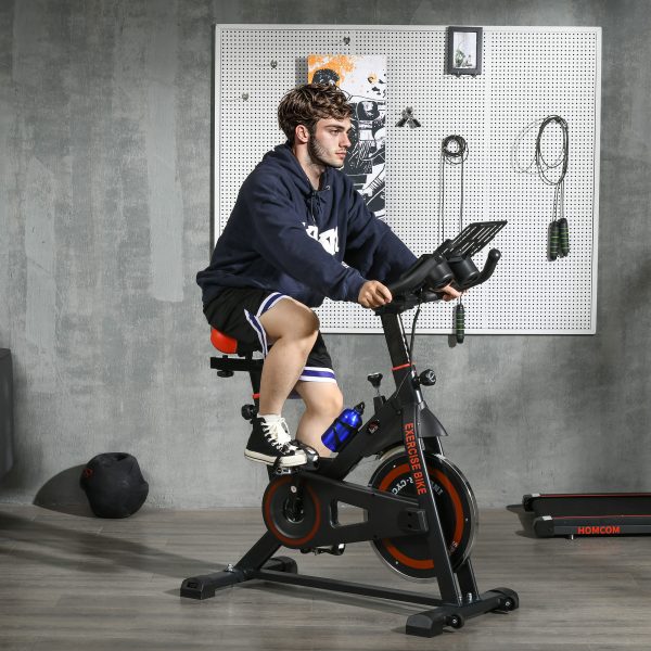 HOMCOM 8kg Flywheel Exercise Bike with Adjustable Height, Resistance, Black - Image 2