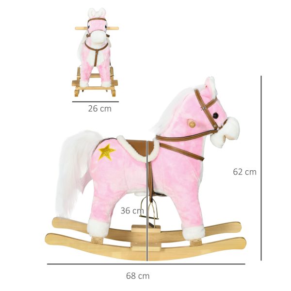 HOMCOM Wooden Ride on Horse, Ride on Pony Gift for Kids 3-6 Years, Pink - Image 5