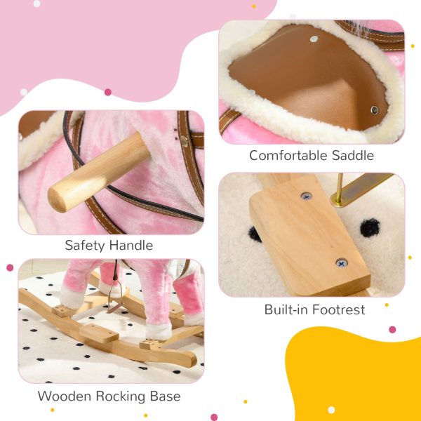 HOMCOM Wooden Ride on Horse, Ride on Pony Gift for Kids 3-6 Years, Pink - Image 7