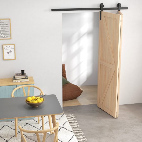 HOMCOM 5FT/153CM Bi-Folding Sliding Barn Door Hardware Kit Sliding Door Kit - Image 7