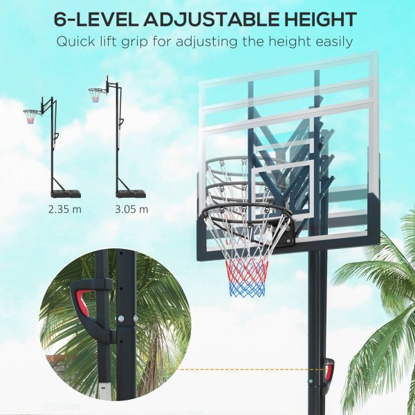 SPORTNOW 2.35-3.05m Basketball Hoop and Stand with Weighted Base and Wheels - Image 8