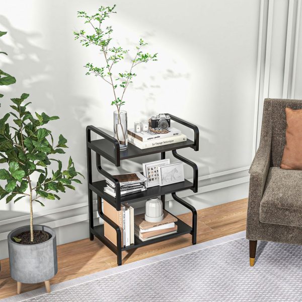 HOMCOM 3-Tier Storage Shelf, Metal Shelves for Storage for Home Office, Black - Image 7