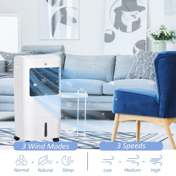 HOMCOM 3-In-1 Air Cooler for Home Office, with Oscillation, Ice Packs, Wheels - Image 7