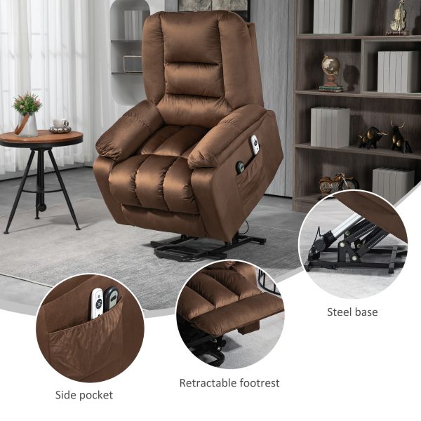 HOMCOM Lift Chair with Vibration Massage, Heat, Quick Assembly, Brown - Image 4