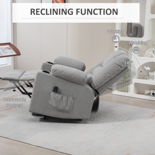 HOMCOM Riser and Recliner Chair w/ Remote, Lift Chair for Elderly, Light Grey - Image 5