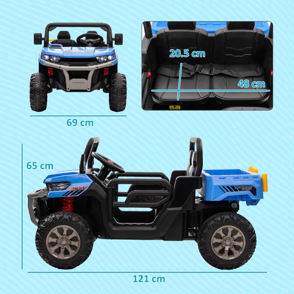 HOMCOM 12V Two-Seater Kids Electric Ride-On Car w/ Electric Bucket - Blue - Image 5