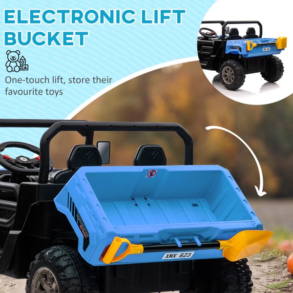 HOMCOM 12V Two-Seater Kids Electric Ride-On Car w/ Electric Bucket - Blue - Image 7