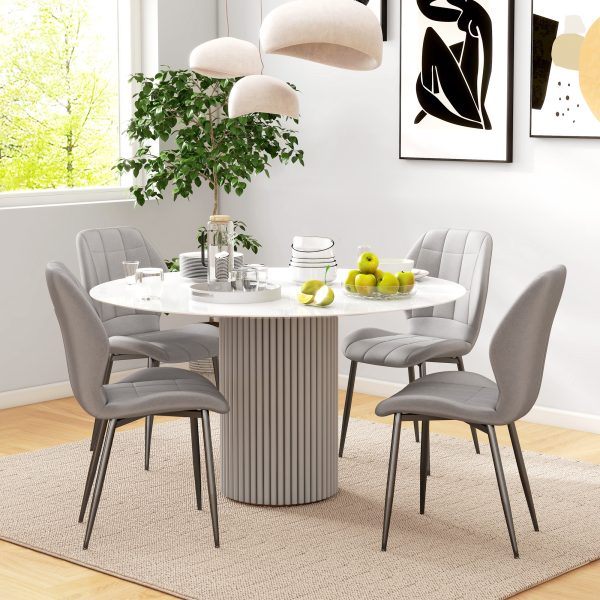 HOMCOM Modern Style Kitchen Chairs Set of 4 with Flannel Upholstered, Light Grey - Image 2