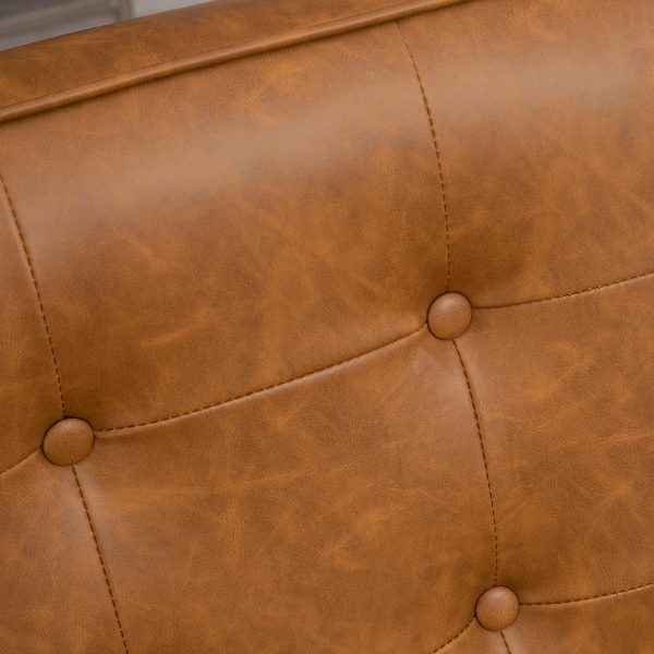 HOMCOM Accent Chair PU Leather Armchair with Armrests for Living Room Brown - Image 8
