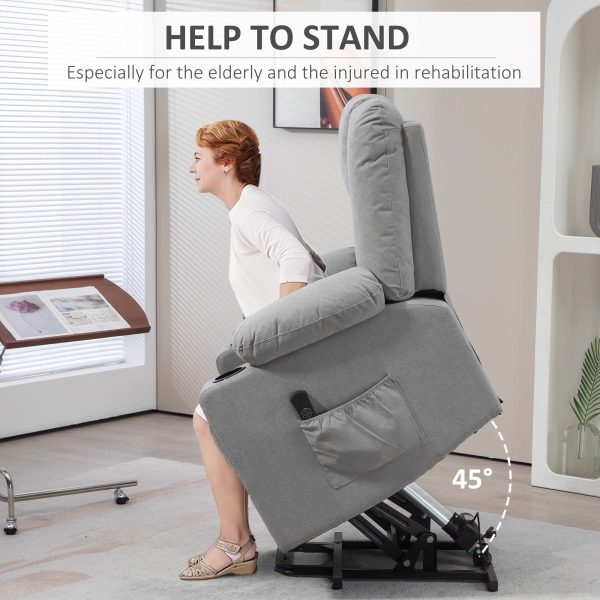 HOMCOM Riser and Recliner Chair w/ Remote, Lift Chair for Elderly, Light Grey - Image 4