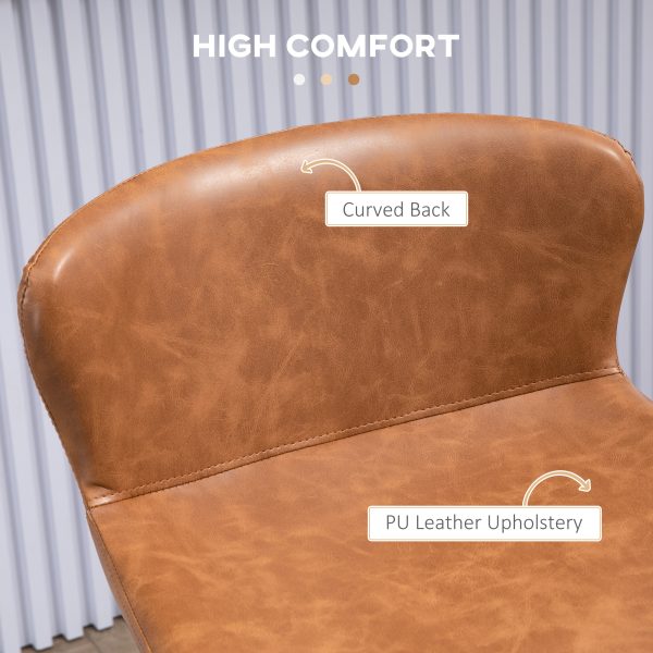 HOMCOM Bar Stools Set of 2, PU Leather Bar Chairs with Back and Steel Legs - Image 5