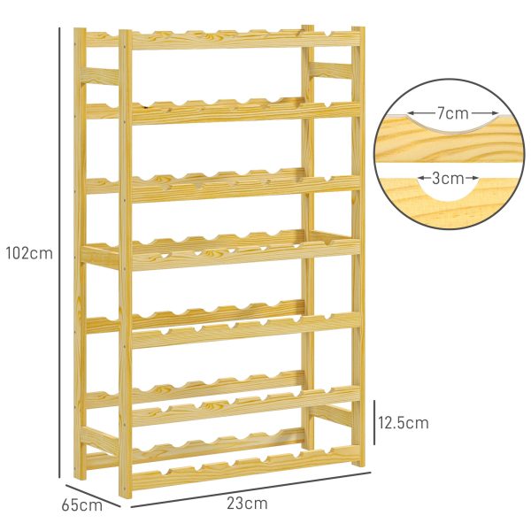 HOMCOM Free Standing Wooden Wine Rack 42 Bottles Holders, Natural - Image 3